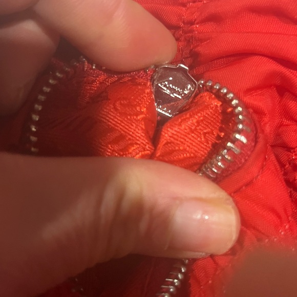 Prada Red Ruched Nylon Shoulder Bag - Picture 6 of 11